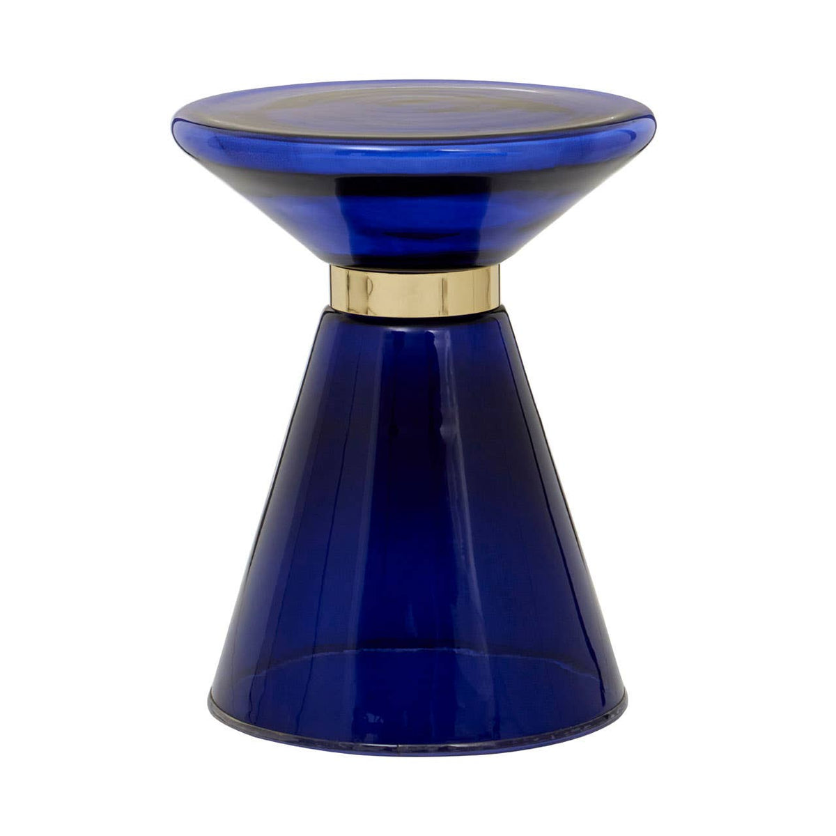 Martini Blue Glass / Gold Finish Side Table.