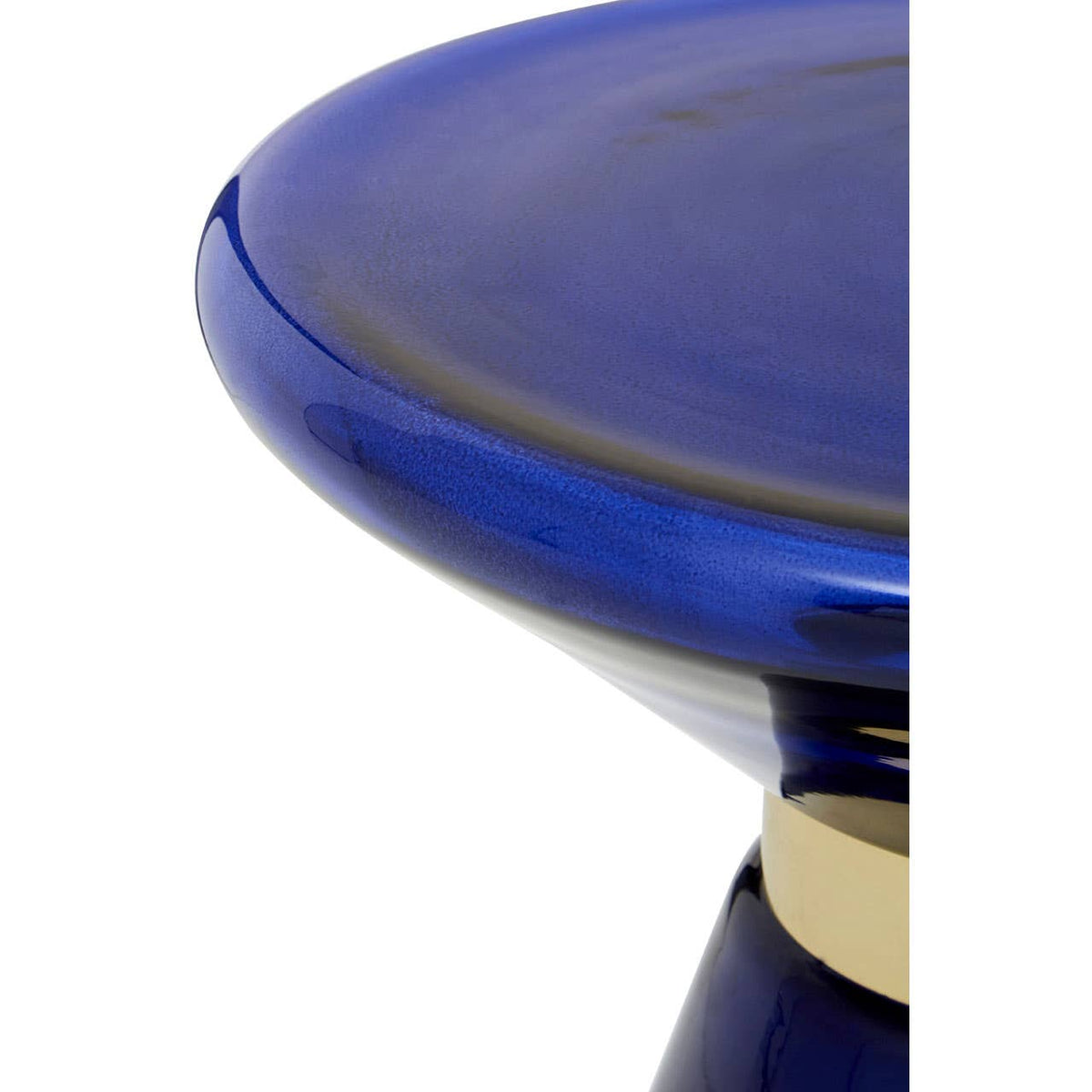 Martini Blue Glass / Gold Finish Side Table.