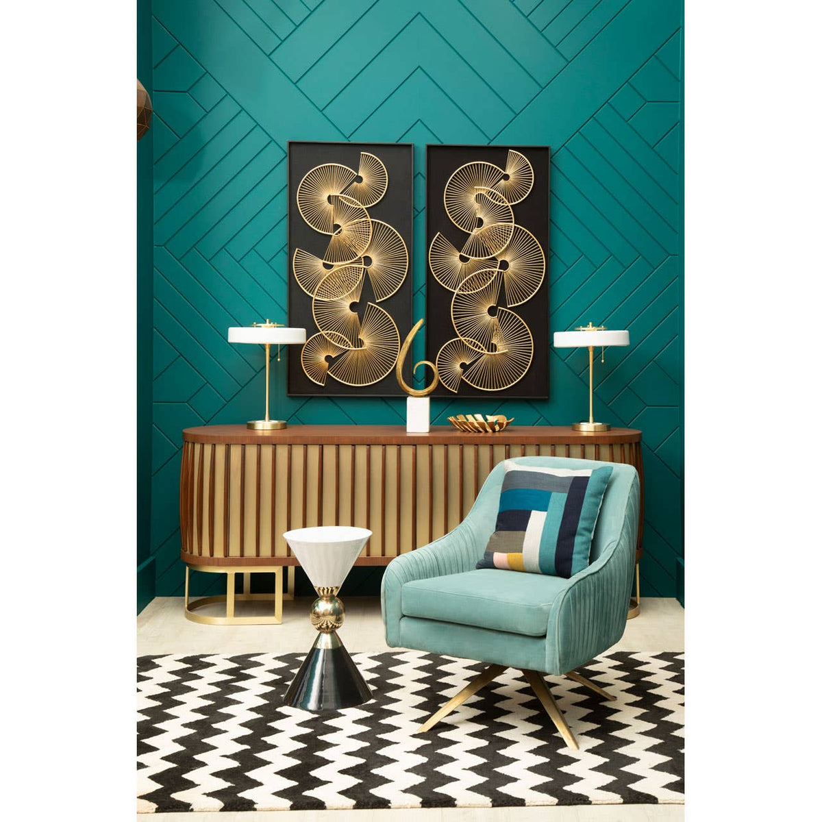 Martini Gold & Black Side Table.