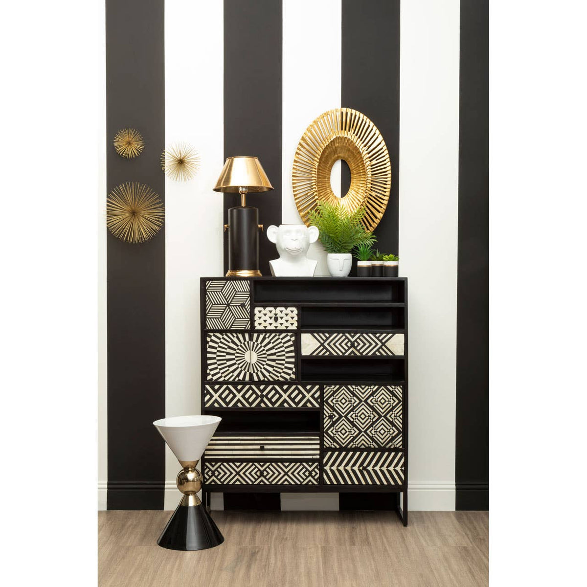Martini Gold & Black Side Table.