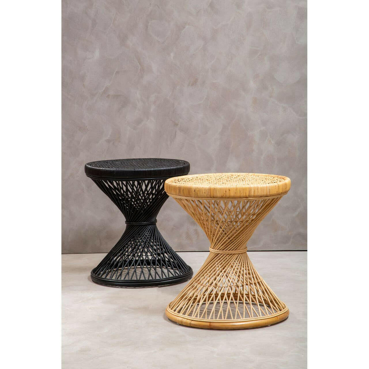 Mataram Black Finish Twisted Stool.