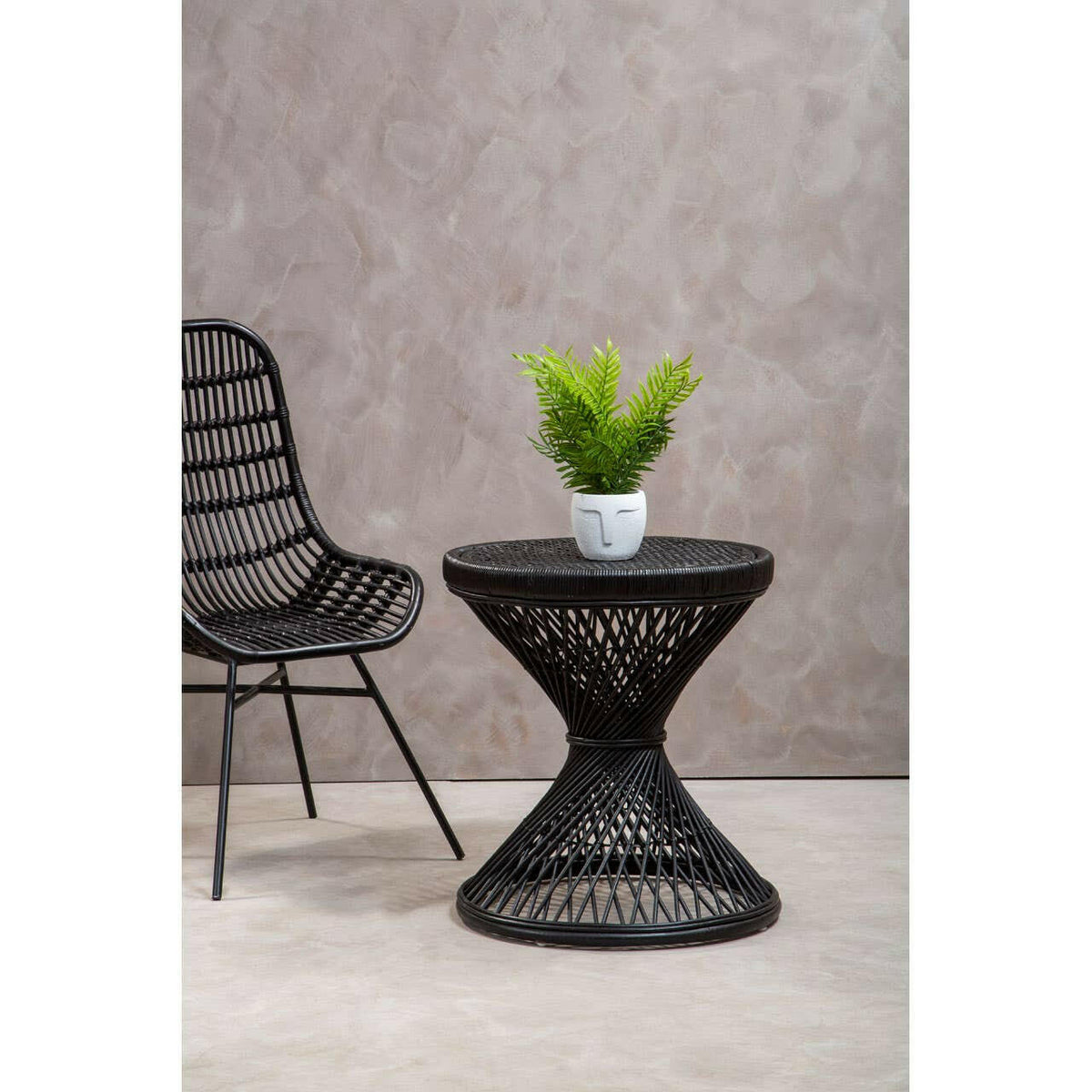 Mataram Black Finish Twisted Stool.