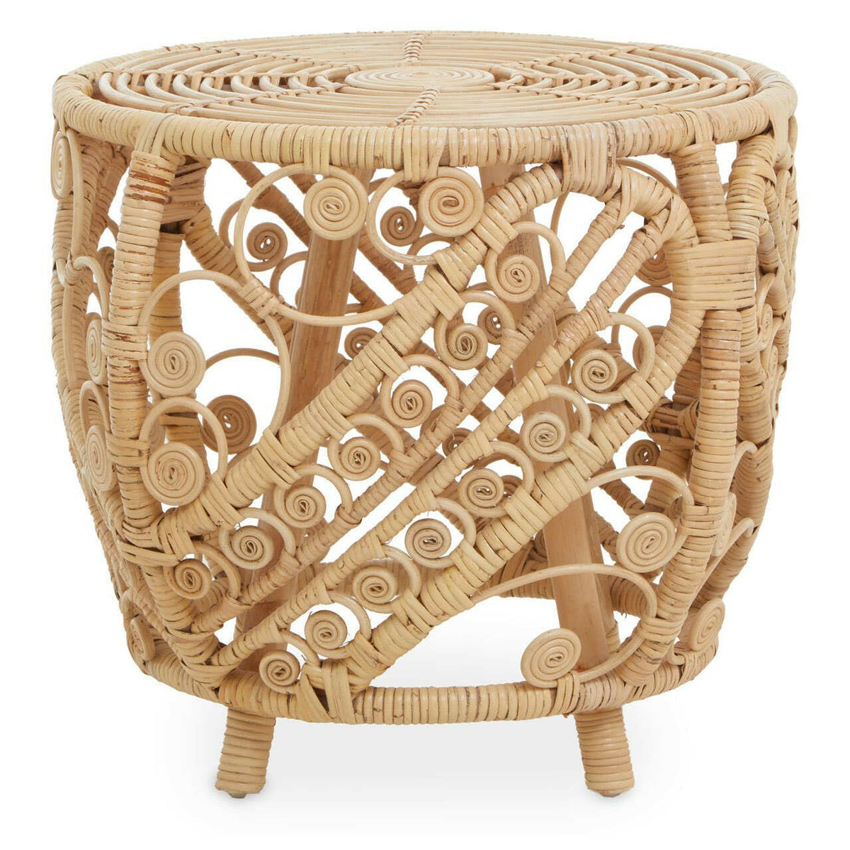 Mataram Large Natural Rattan Stool Or Table.