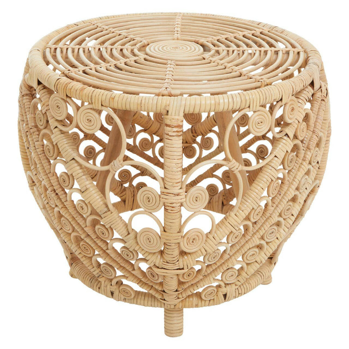 Mataram Large Natural Rattan Stool Or Table.