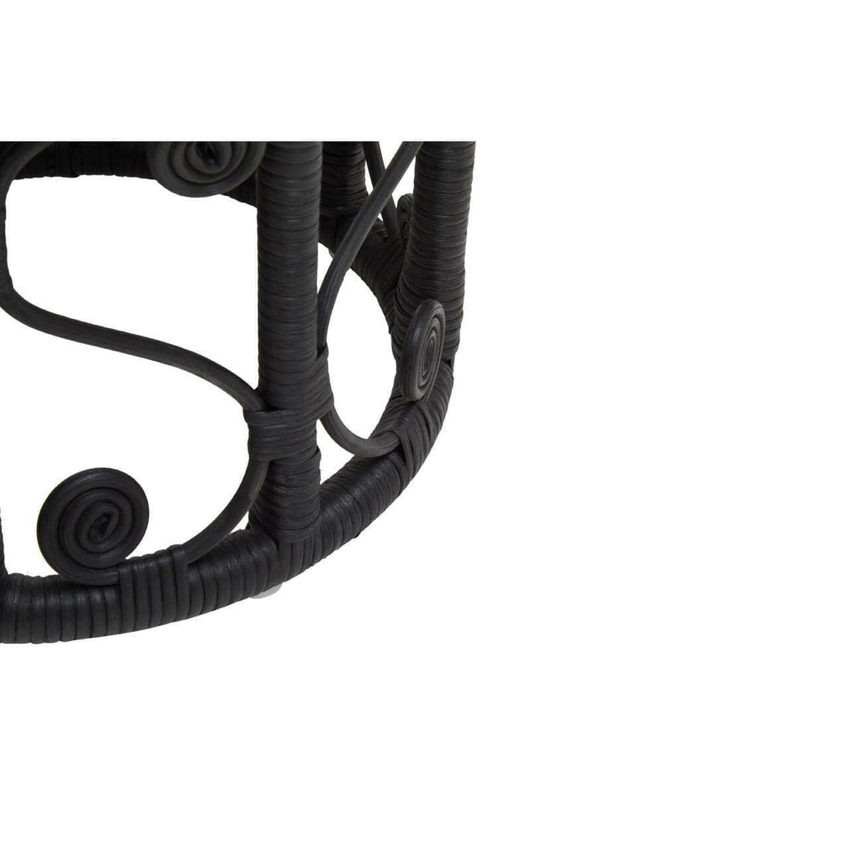 Mataram Set Of Two Black Natural Rattan Stools Or Tables.