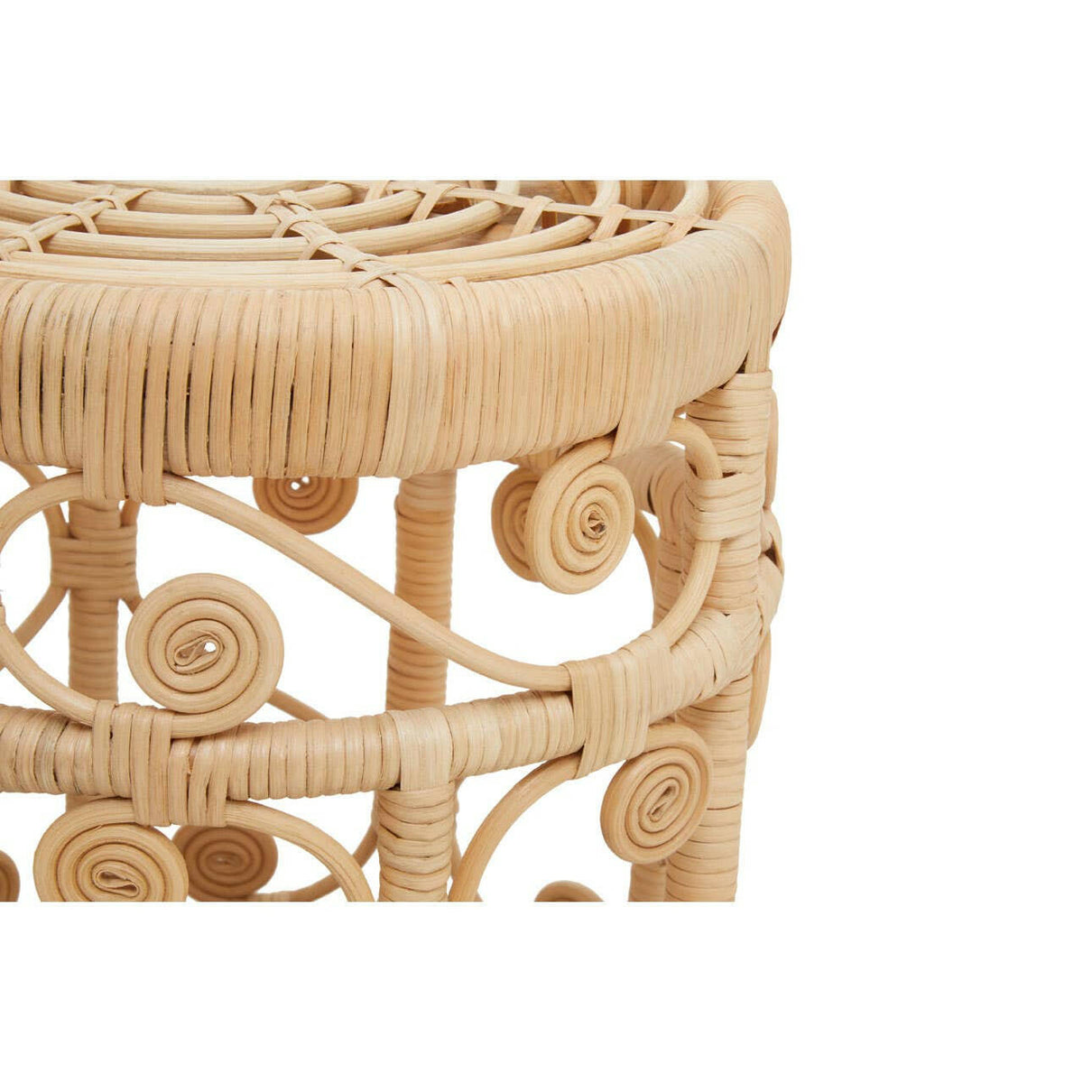 Mataram Set Of Two Natural Rattan Stools Or Tables.
