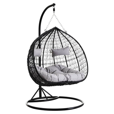 Noosa & Co. Living Messi Double Black Hanging Chair With Round Base House of Isabella UK