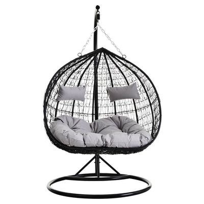 Noosa & Co. Living Messi Double Black Hanging Chair With Round Base House of Isabella UK