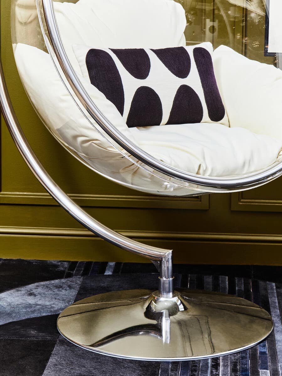 Messi Hanging Chair With Cream Cushions.