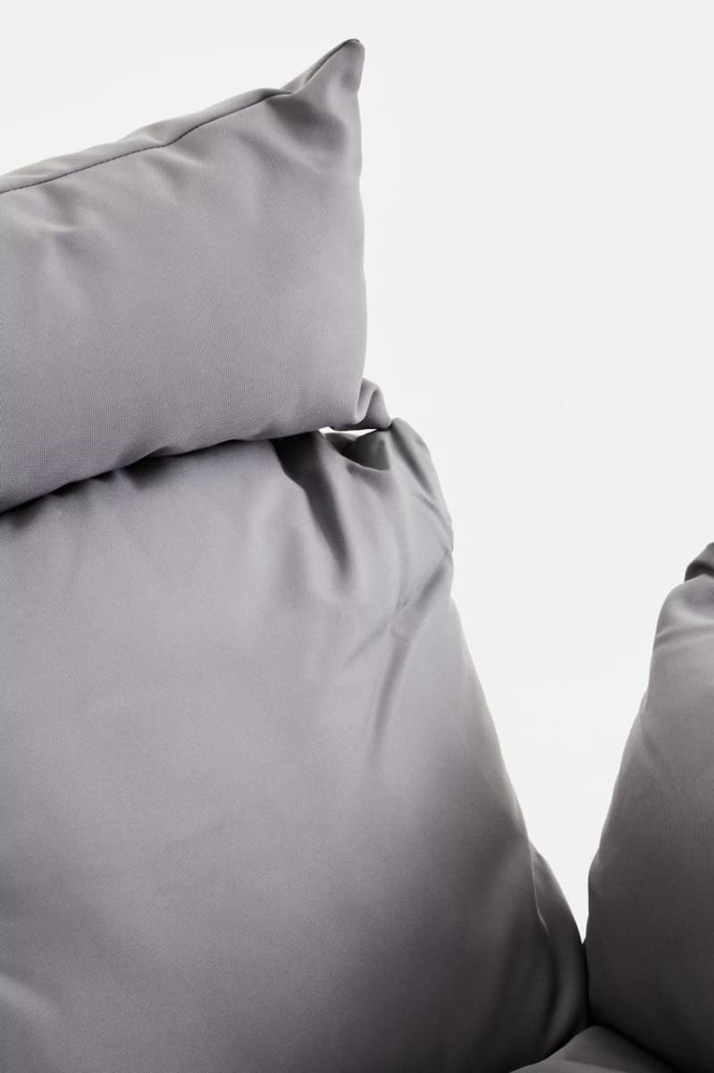 Messi Hanging Chair With Grey Cushions.