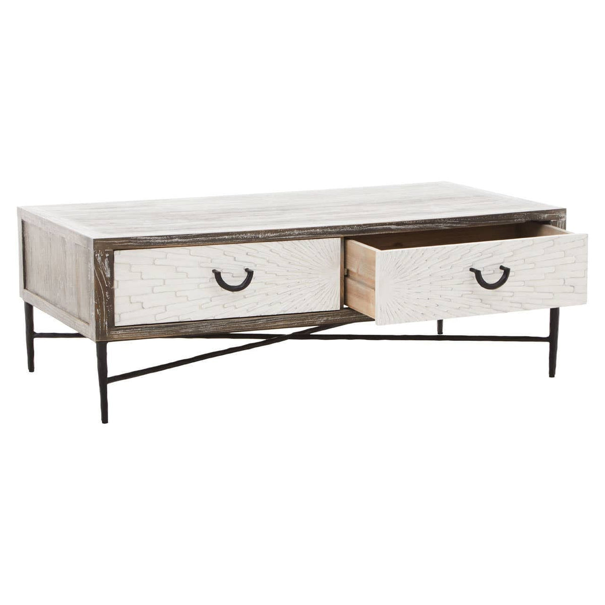 Noosa & Co. Living Milan 2 Drawer Recycled Elm Wood Coffee Table House of Isabella UK