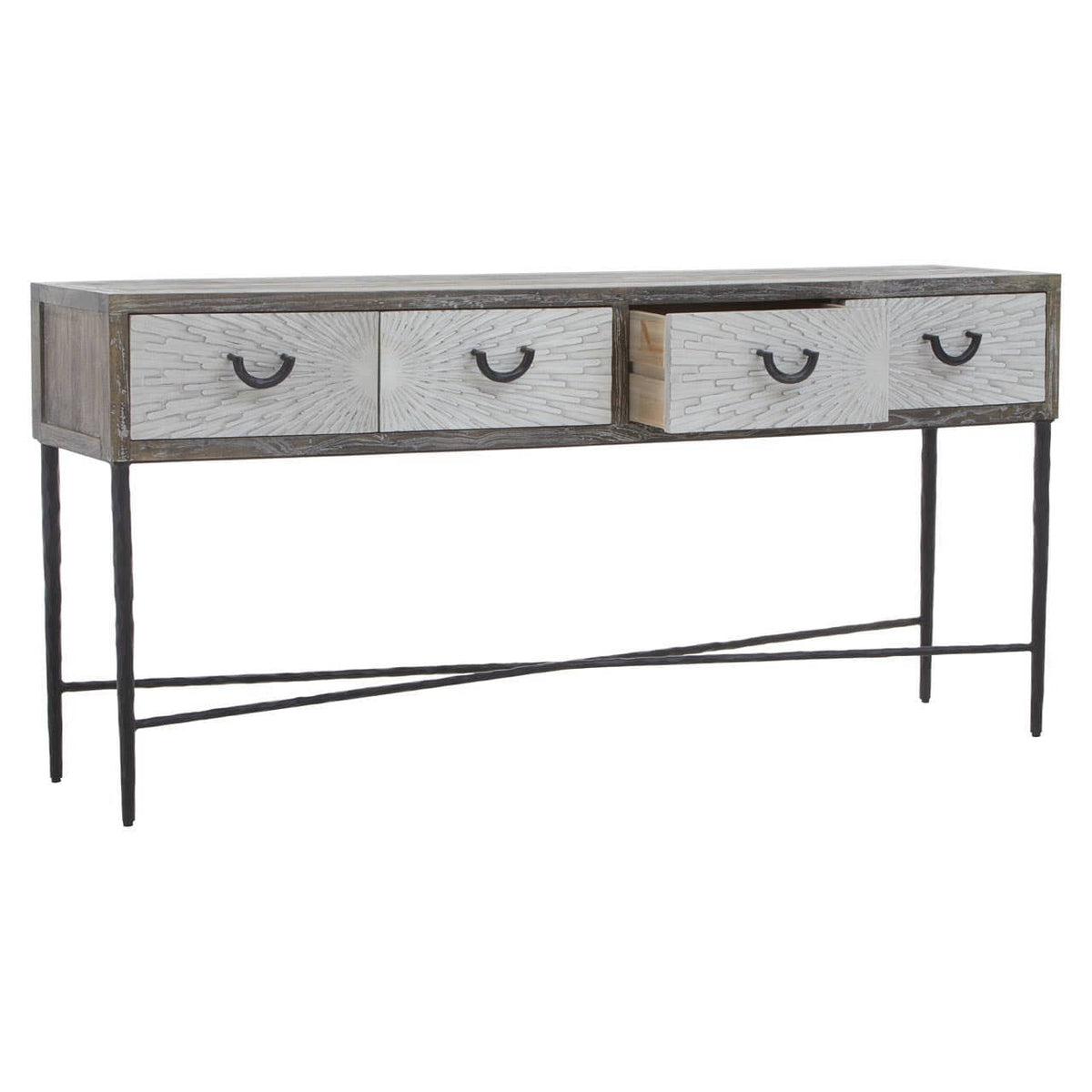 Noosa & Co. Living Milan Four Drawer Elm Wood Console Table House of Isabella UK
