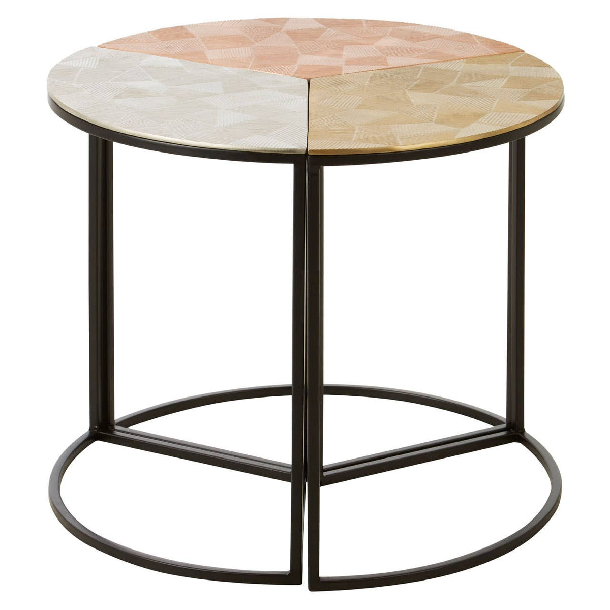 Mirano Set Of 3 Assorted Round Side Tables.