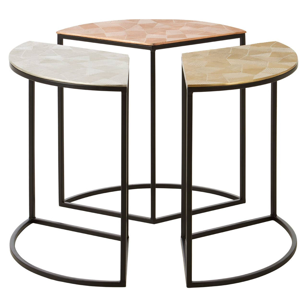 Mirano Set Of 3 Assorted Round Side Tables.