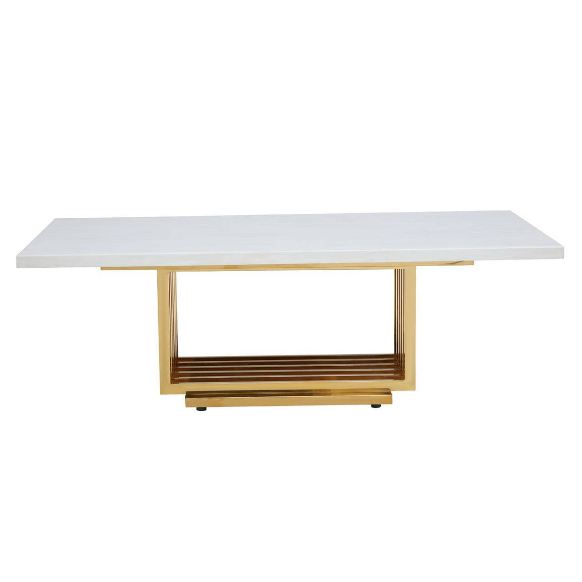 Moda Ivory White Marble Coffee Table With Gold Finished Frame.