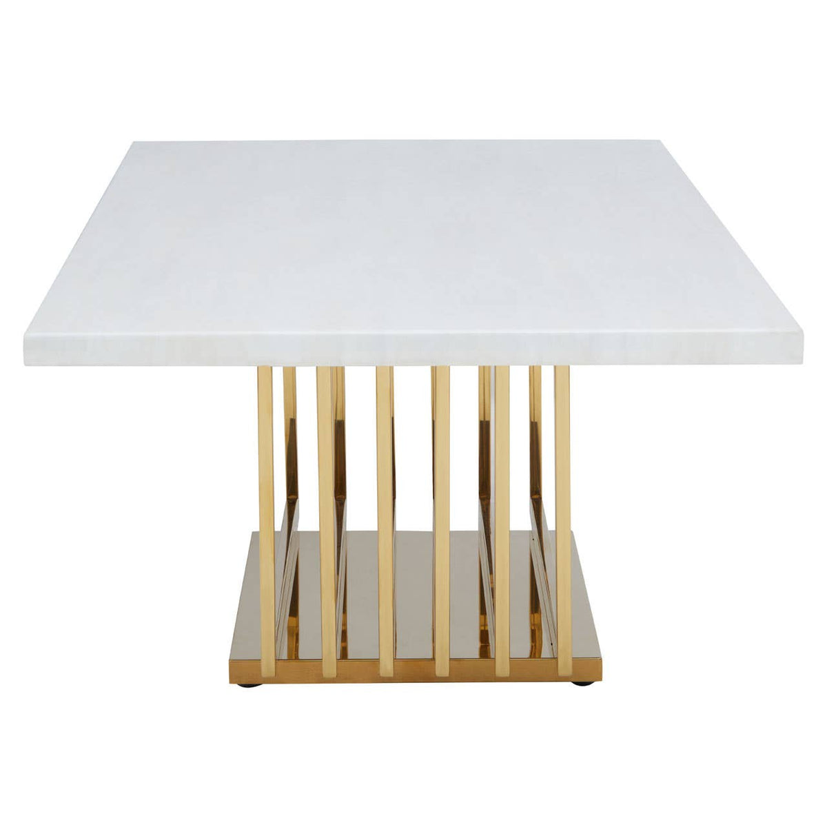 Moda Ivory White Marble Coffee Table With Gold Finished Frame.
