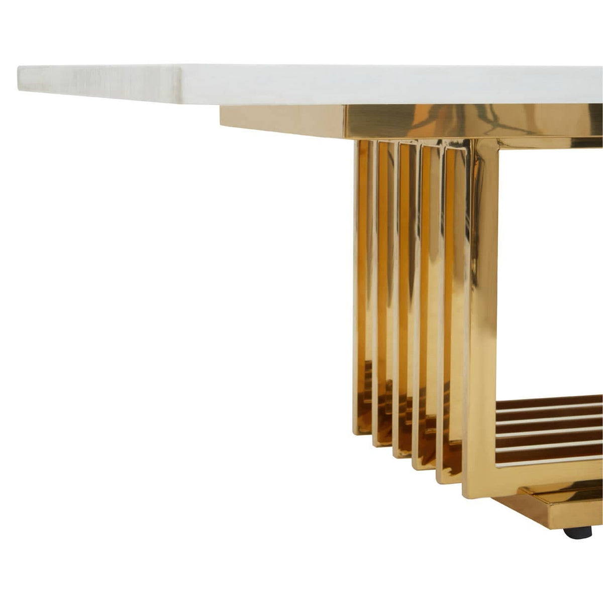 Moda Ivory White Marble Coffee Table With Gold Finished Frame.