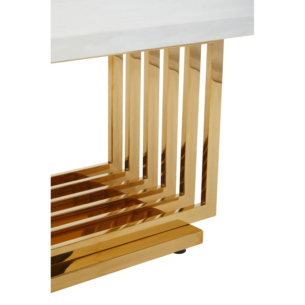 Moda Ivory White Marble Coffee Table With Gold Finished Frame.