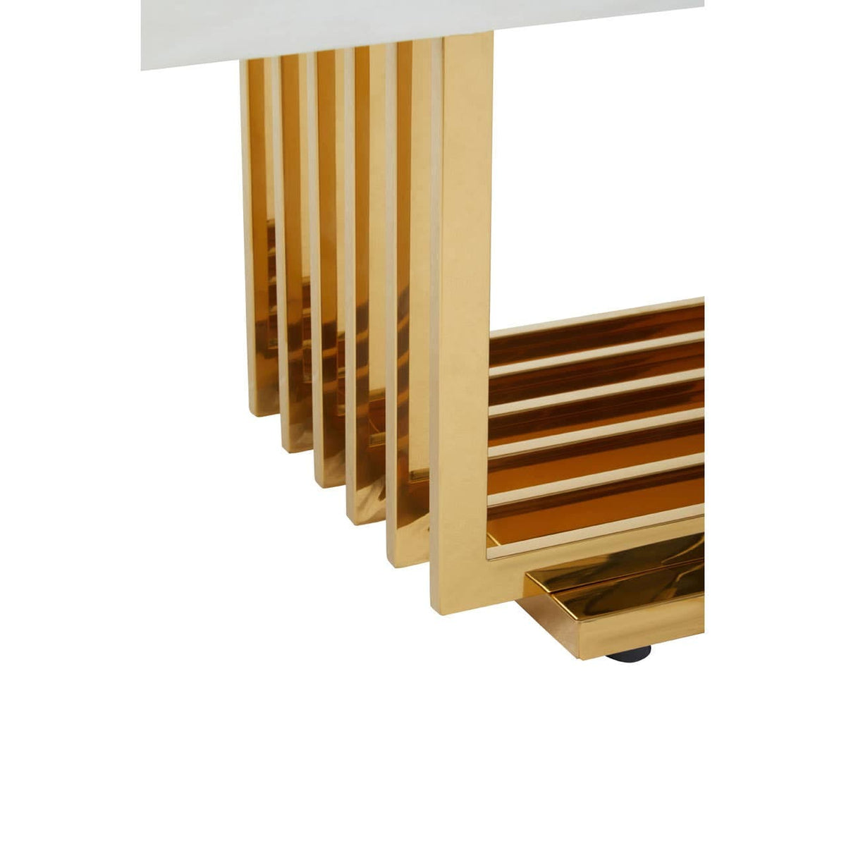 Moda Ivory White Marble Coffee Table With Gold Finished Frame.