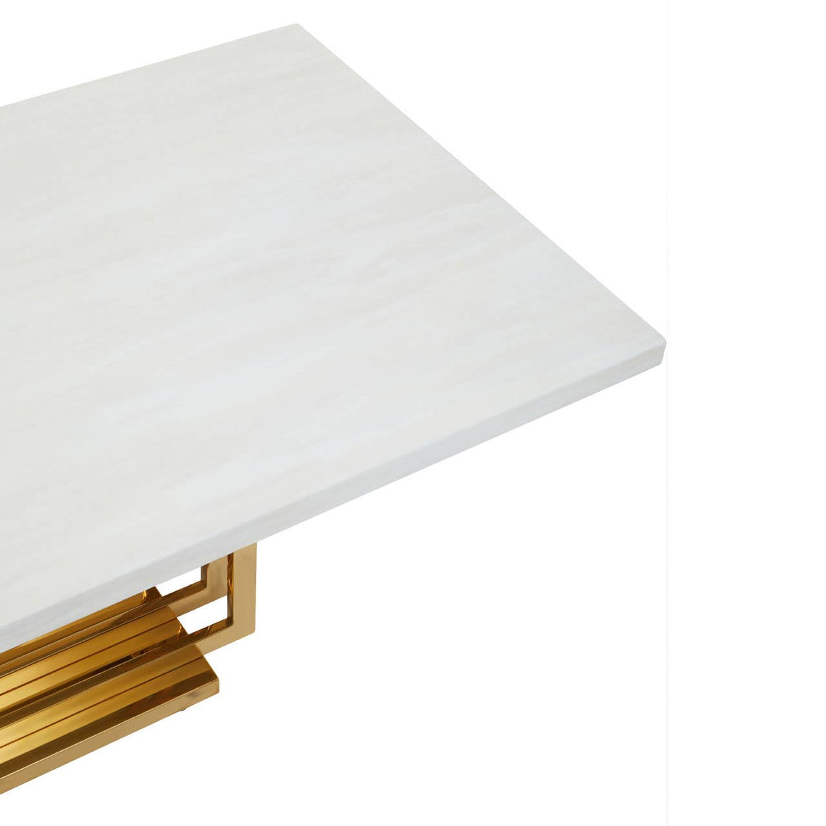 Moda Ivory White Marble Coffee Table With Gold Finished Frame.