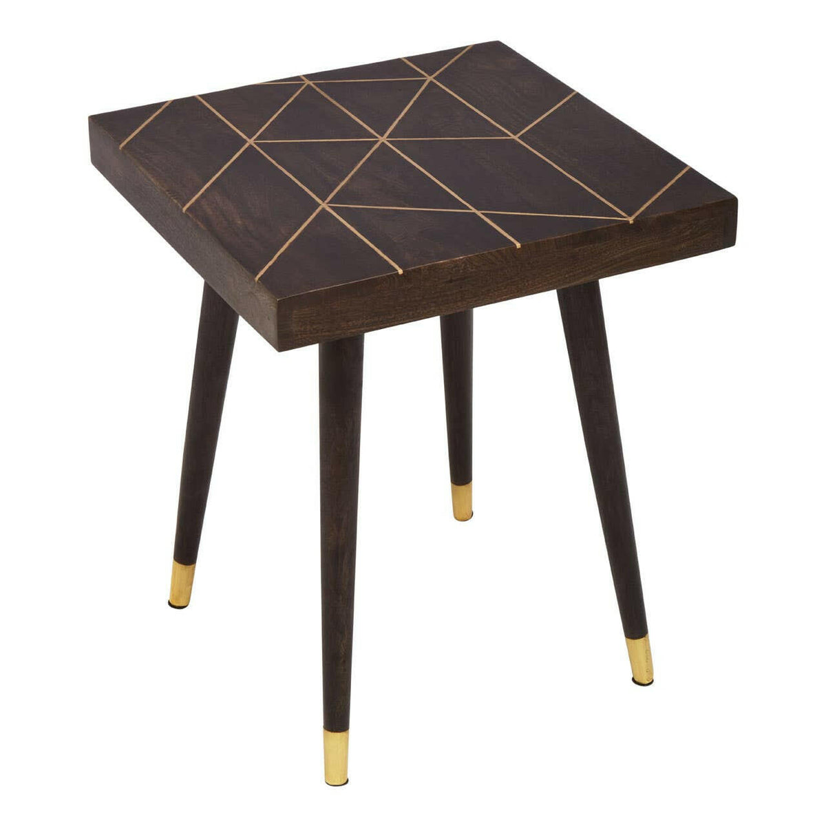 Naro Mango Wood And Gold Finishing Side Table.