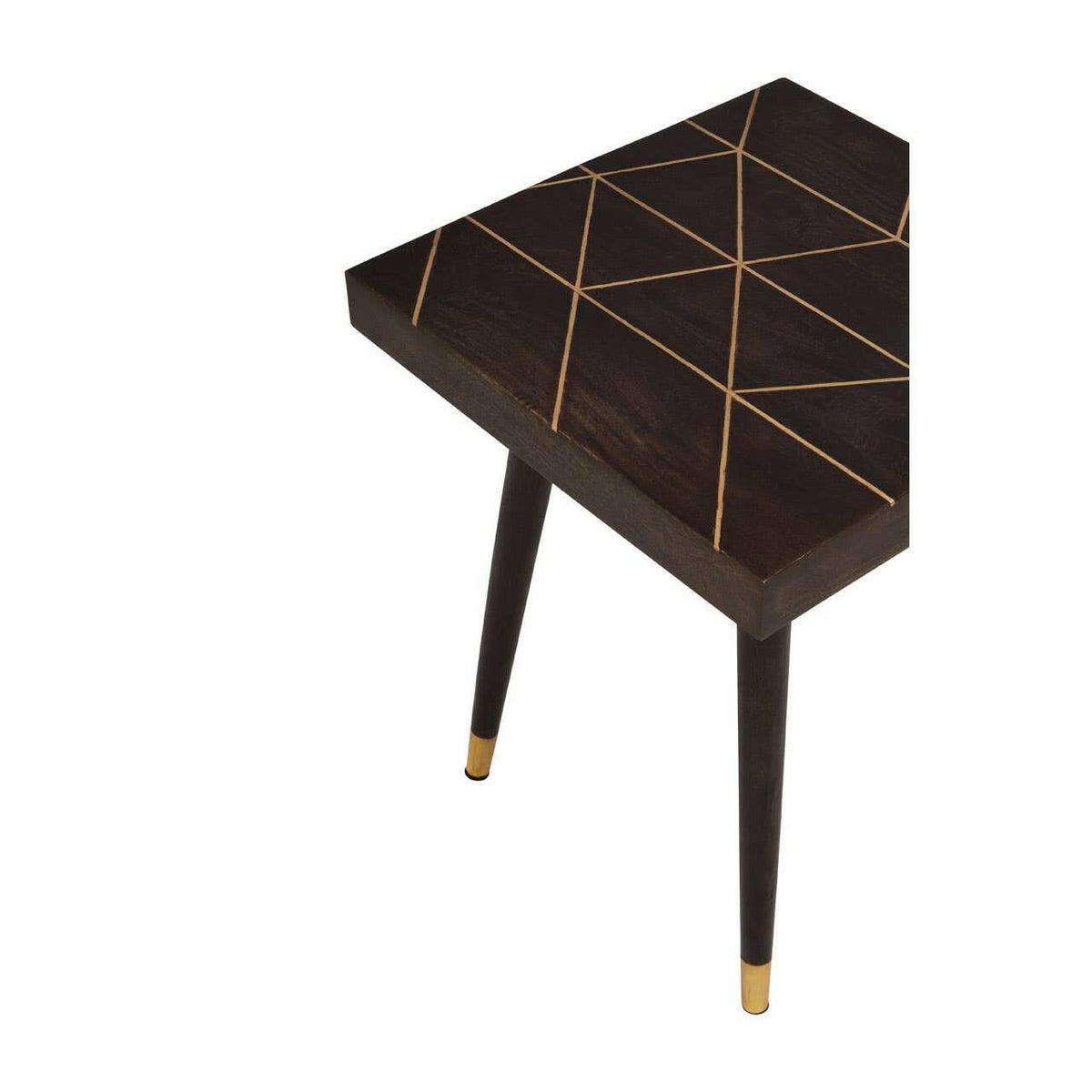 Naro Mango Wood And Gold Finishing Side Table.