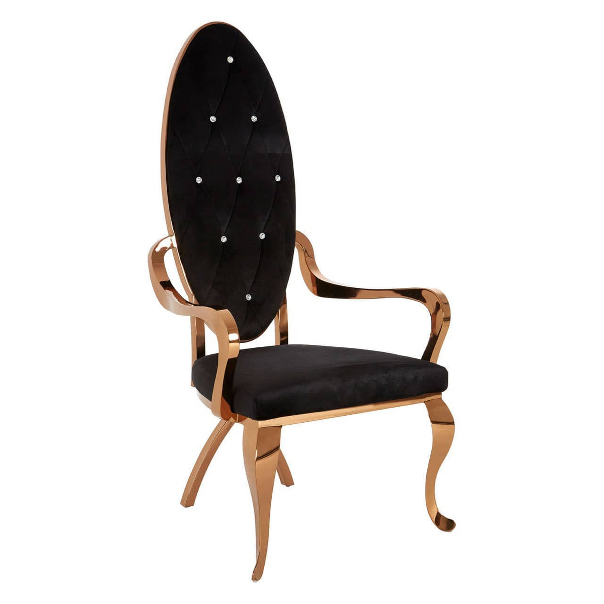 Novara Black Velvet / Rose Gold Baroque Chair.