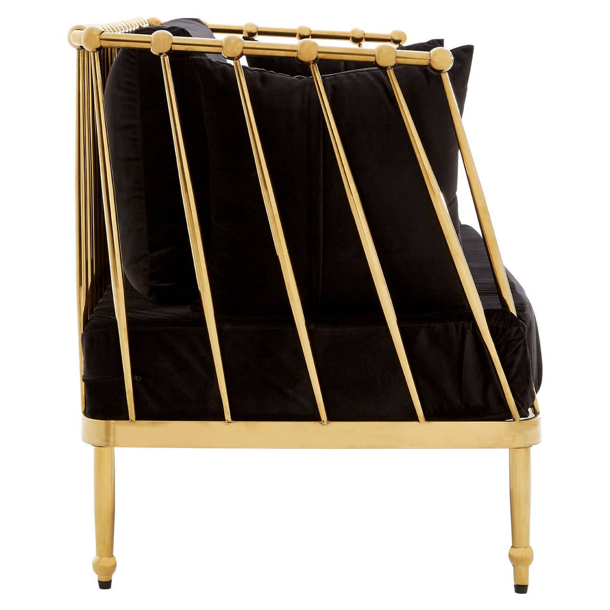 Novo 2 Seat Gold Finish Tapered Arms Sofa.