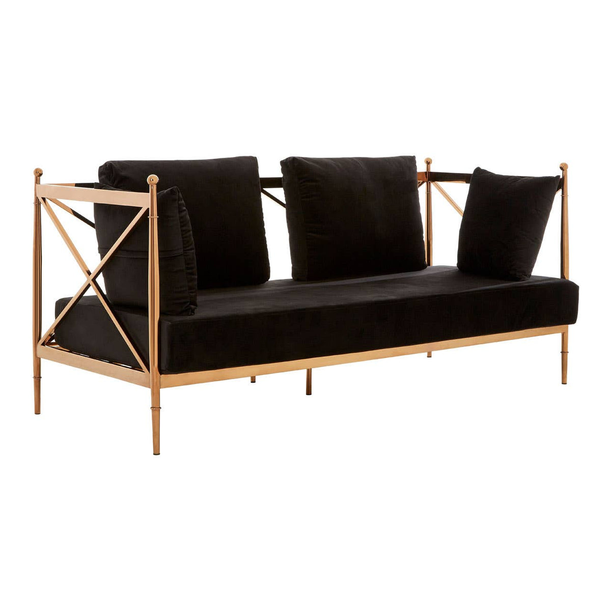 Novo 2 Seat Rose Gold Lattice Arms Sofa.