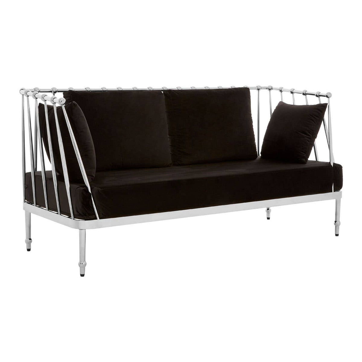 Novo 2 Seat Silver Finish Tapered Arms Sofa.