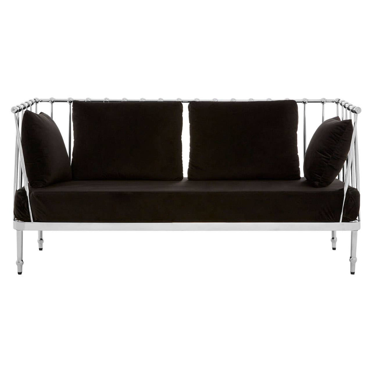 Novo 2 Seat Silver Finish Tapered Arms Sofa.