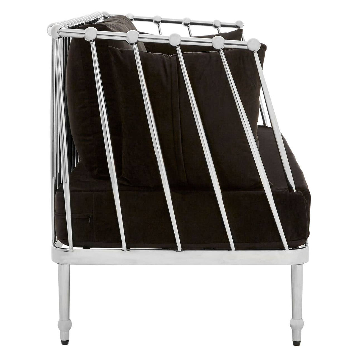 Novo 2 Seat Silver Finish Tapered Arms Sofa.