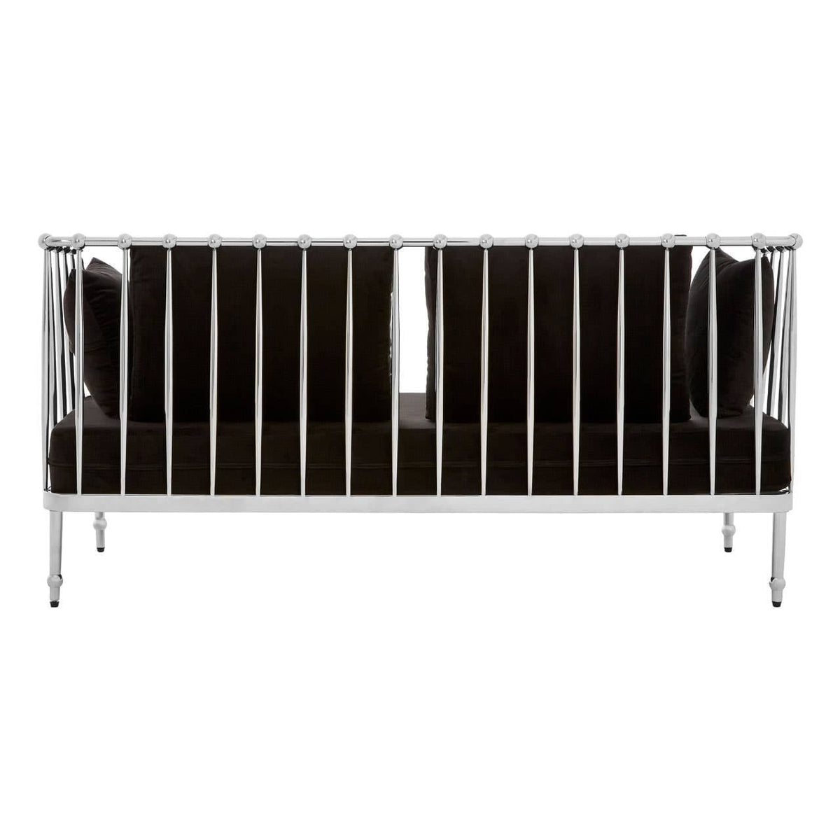 Novo 2 Seat Silver Finish Tapered Arms Sofa.