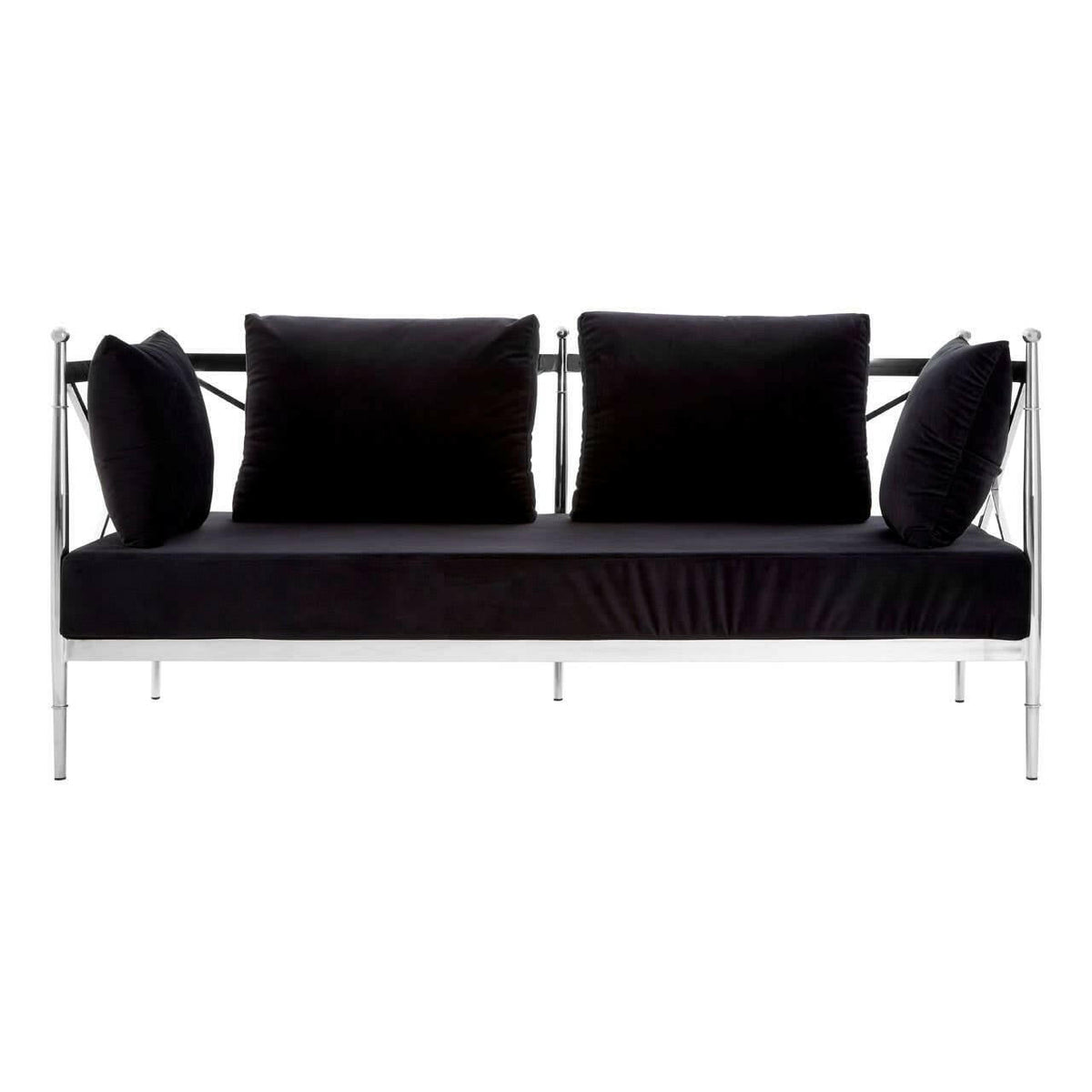 Novo 2 Seat Sofa With Silver Lattice Arms.