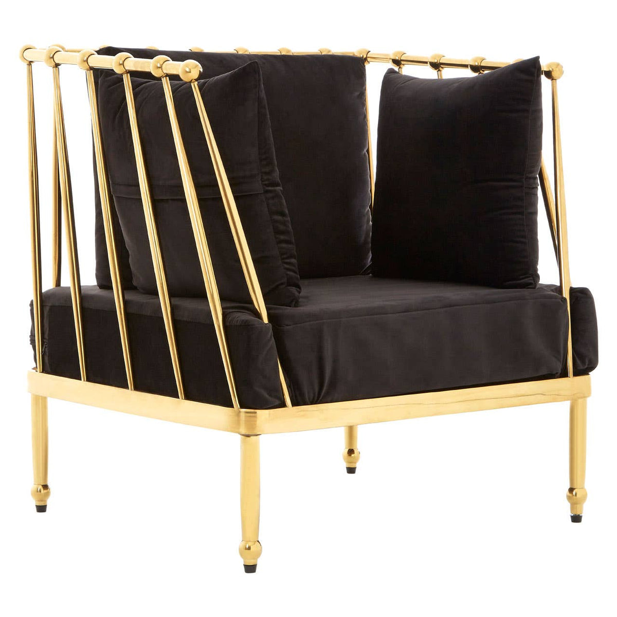 Novo Chair With Gold Finish Tapered Arms.