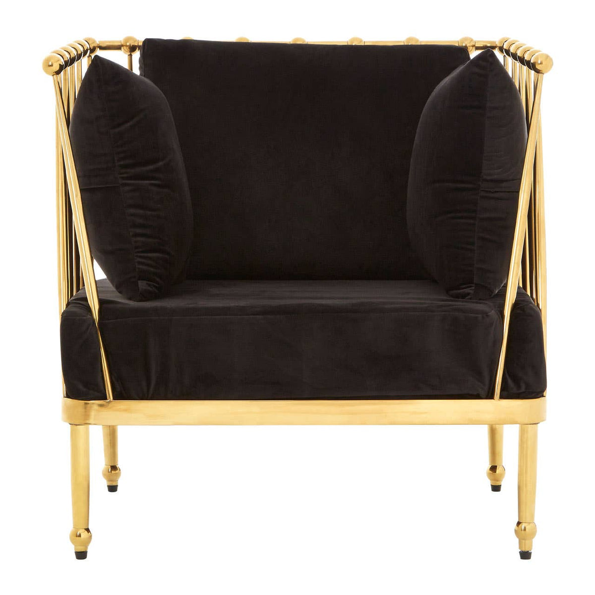 Novo Chair With Gold Finish Tapered Arms.