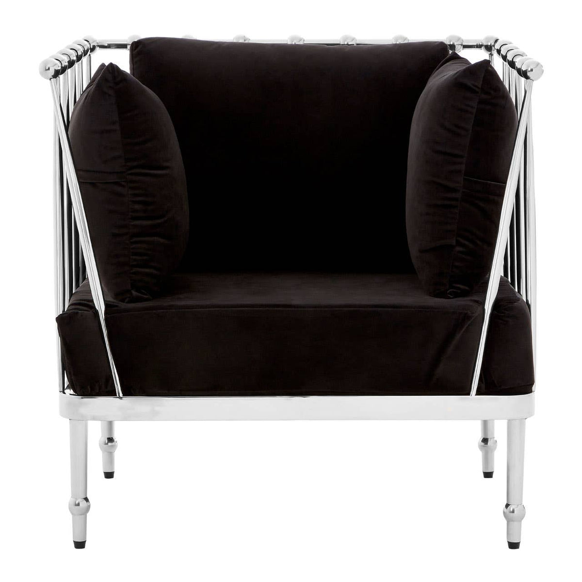 Novo Chair With Silver Finish Tapered Arms.