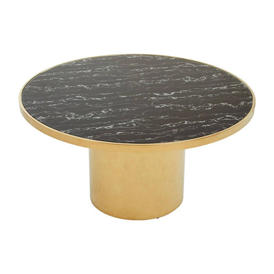 Noosa & Co. Living Oria Black Marble Effect Gold Base Coffee Table House of Isabella UK