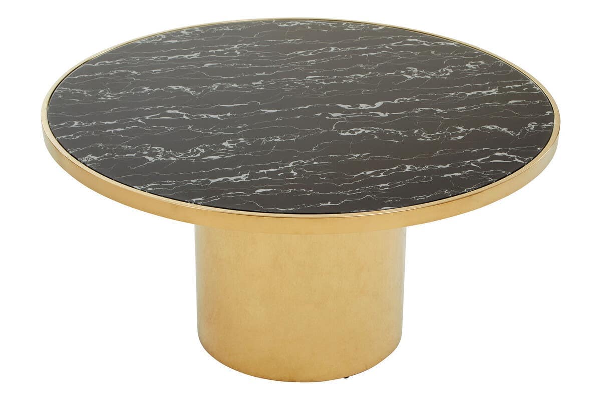 Noosa & Co. Living Oria Black Marble Effect Gold Base Coffee Table House of Isabella UK