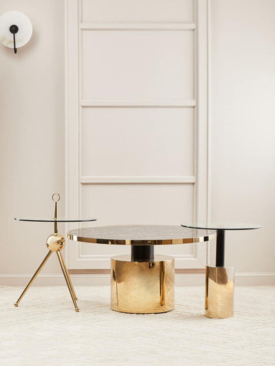 Noosa & Co. Living Oria Black Marble Effect Gold Base Coffee Table House of Isabella UK