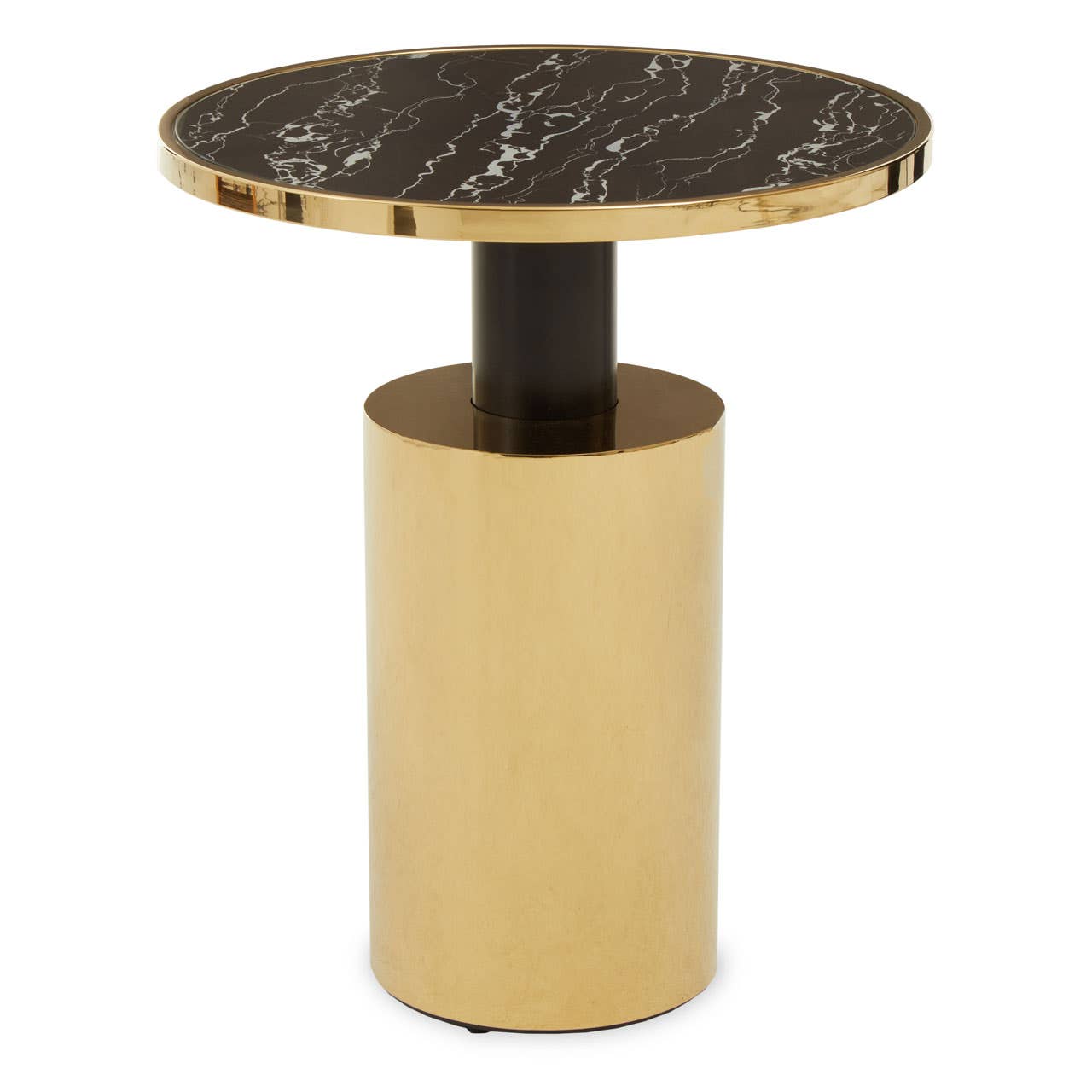 Noosa & Co. Living Oria Black Marble Effect Gold Base Side Table House of Isabella UK