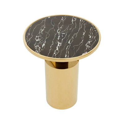 Noosa & Co. Living Oria Black Marble Effect Gold Base Side Table House of Isabella UK