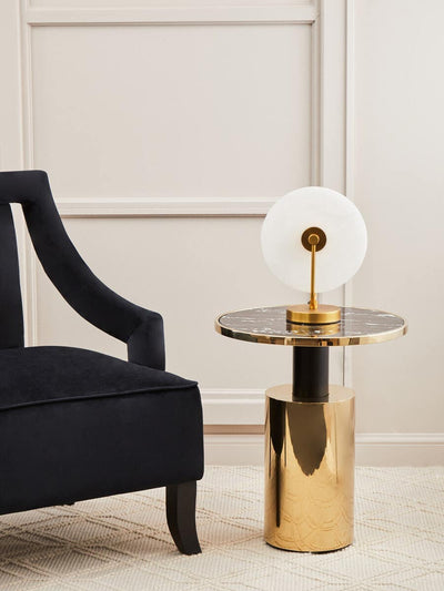 Noosa & Co. Living Oria Black Marble Effect Gold Base Side Table House of Isabella UK