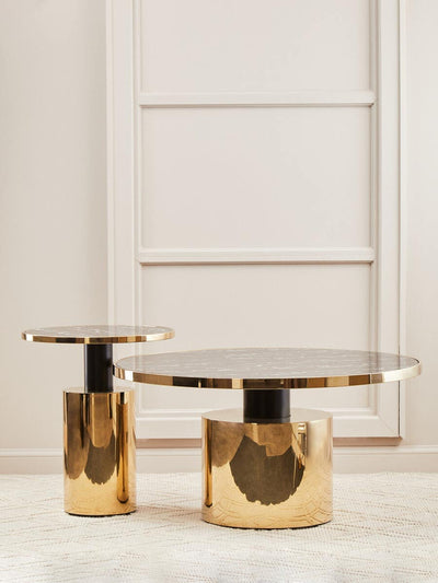 Noosa & Co. Living Oria Black Marble Effect Gold Base Side Table House of Isabella UK