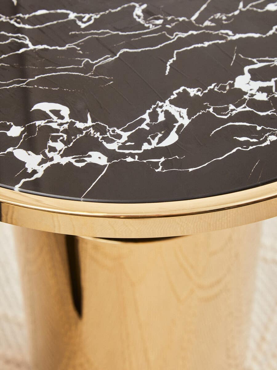 Noosa & Co. Living Oria Black Marble Effect Gold Base Side Table House of Isabella UK