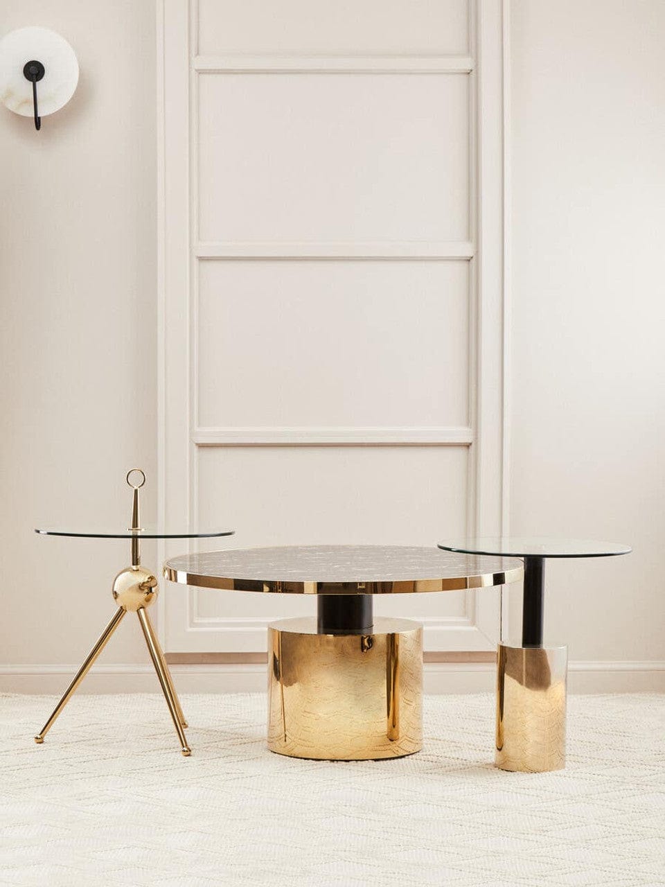 Noosa & Co. Living Oria Clear Glass Top and Gold Base Side Table House of Isabella UK