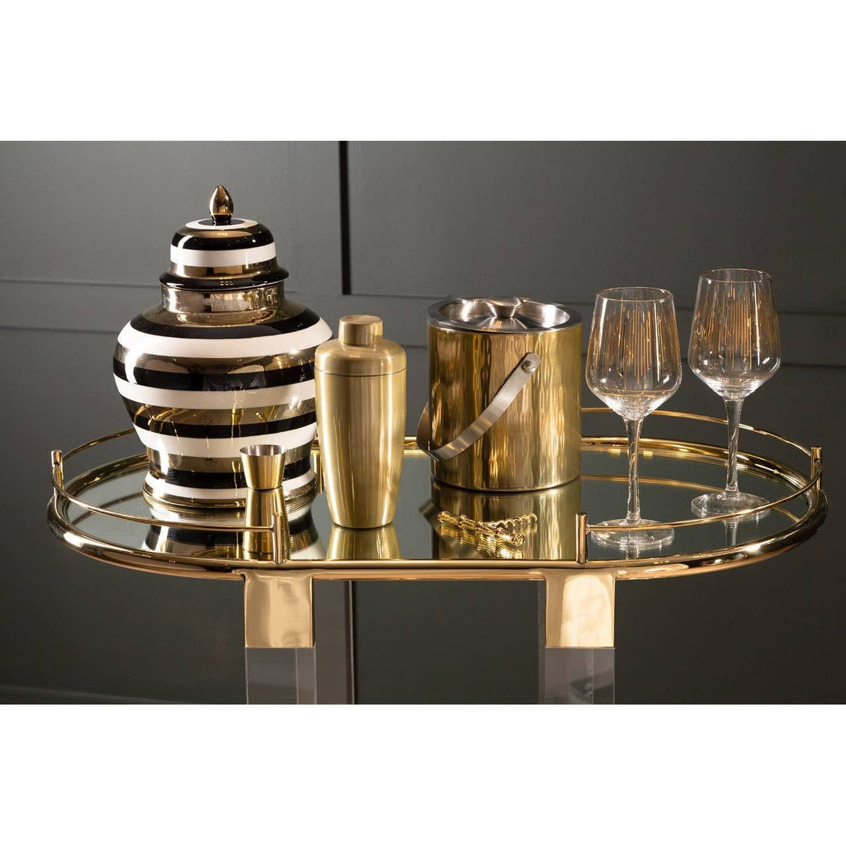 Noosa & Co. Living Oria Drinks Trolley With Warm Gold Metallic Frame House of Isabella UK