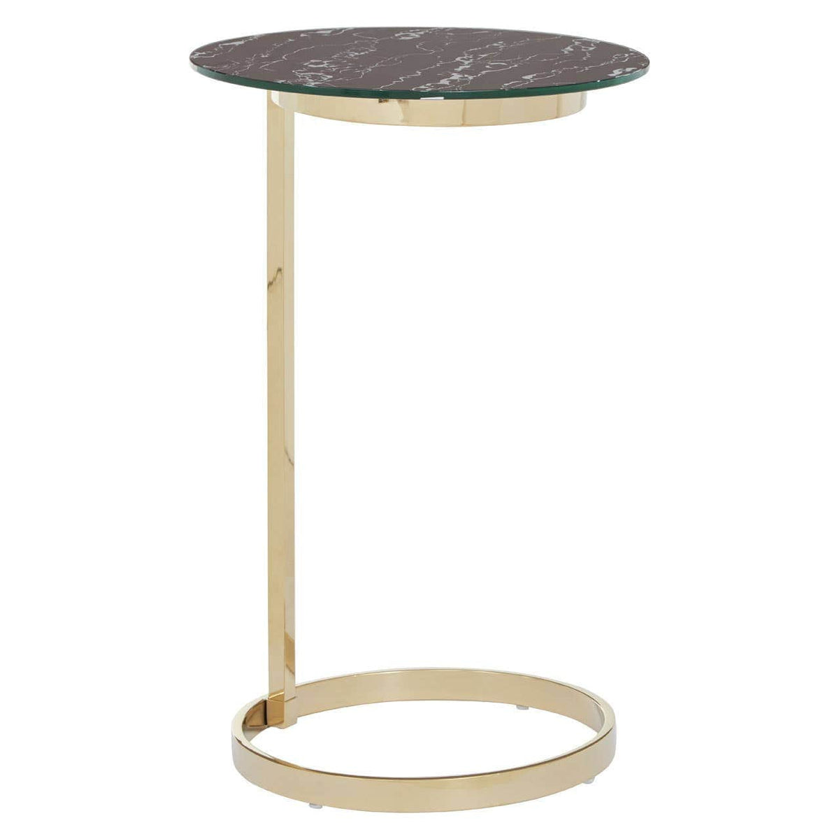 Noosa & Co. Living Oria End Table With Black Marble Effect Glass Top House of Isabella UK