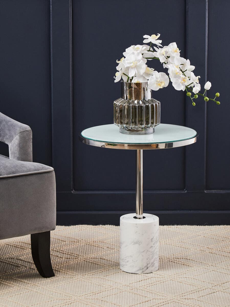 Oria Silver Frame End Table.