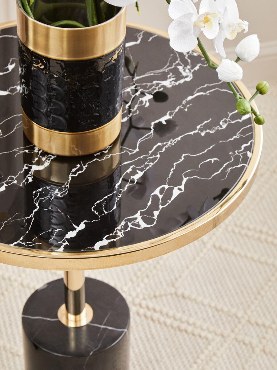 Oria Warm Metallic End Table.